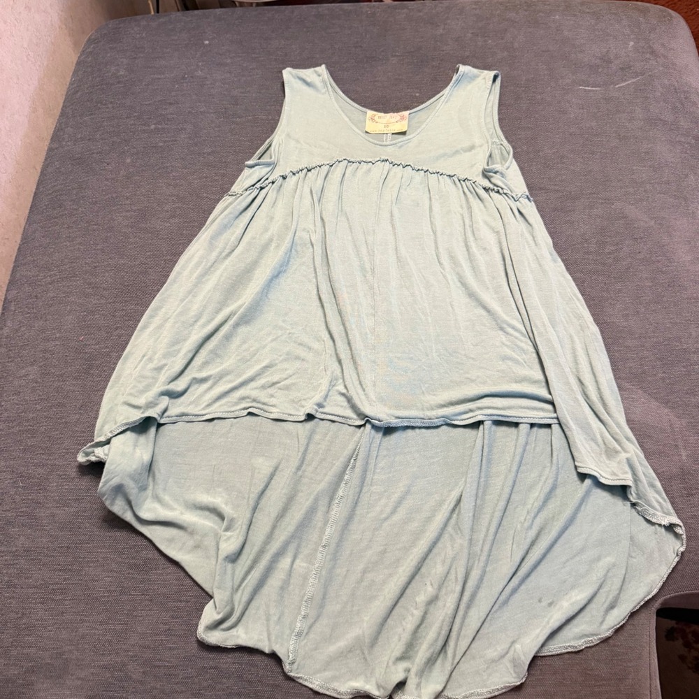 Mia Joy Joyfolie Girls Sage Green High Low Ruffle Tunic Top Size‎ 10 Boho Rayon